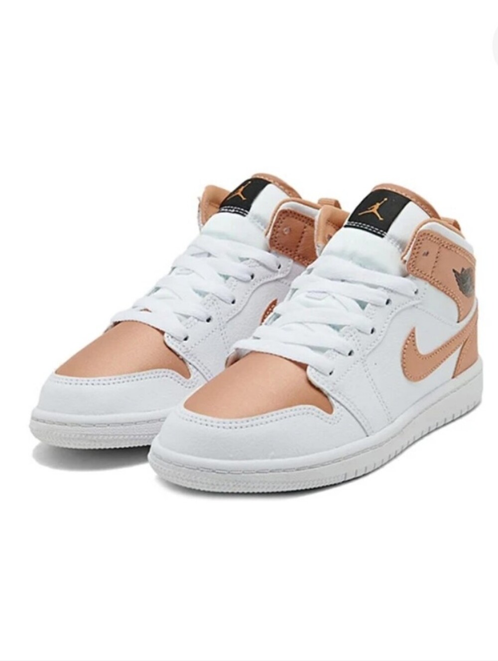 Kid's Air Jordan 1 Mid 'White Rose Gold' Sneakers, Size 9C